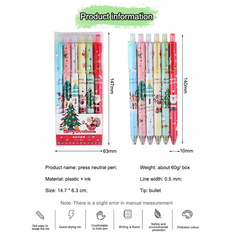 COD❤️6pcs/Set Gel Mekanik Motif Cartoon/ Pulpen Gel Mekanik Lucu Karakter/ Pulpen Aesthetic