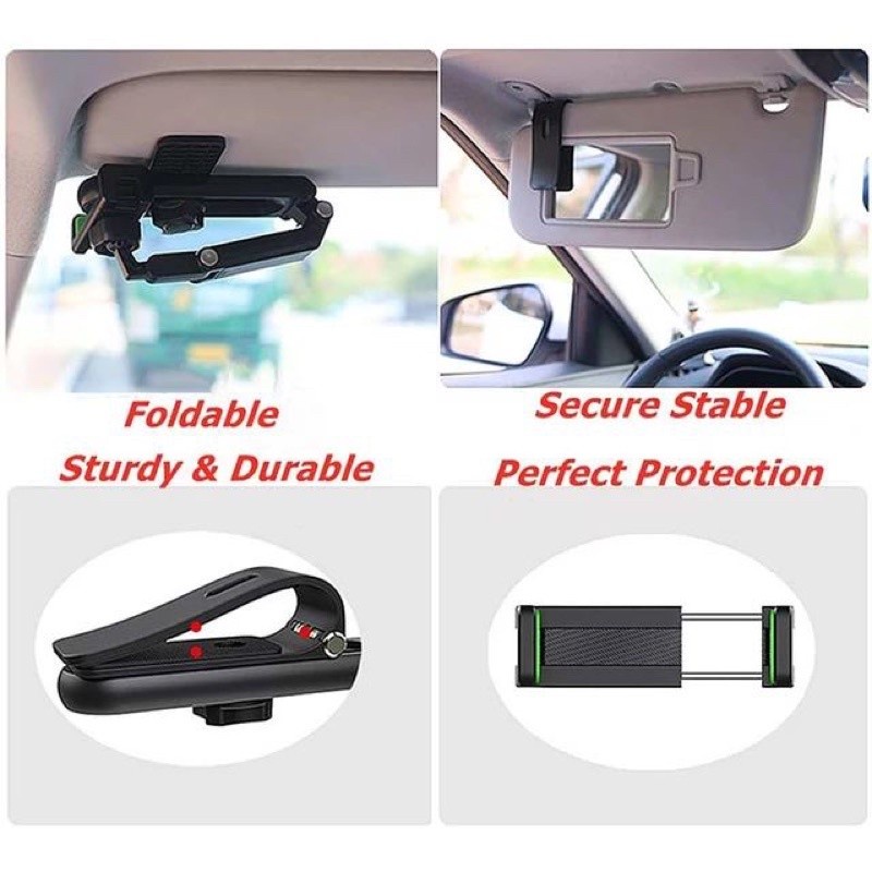 HD-58 HOLDER MOBIL SUN VISOR CAR STAND HOLDER HP MOBIL JEPIT KACA SPION DUDUKAN HANDPHONE PHONE HOLDER UNIVERSAL FLEKSIBEL HOLDER STIR JEPIT