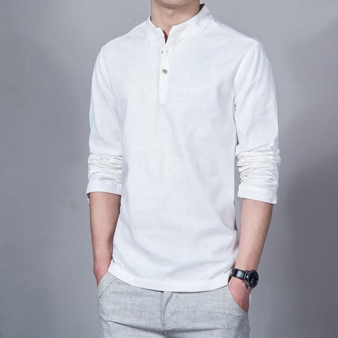 ✨ BAJU KOKO PRIA TERBARU, KEMEJA KOKO SHANGHAI PRIA LENGAN PANJANG HEM POLOS RAFA FASHION TRENDI -