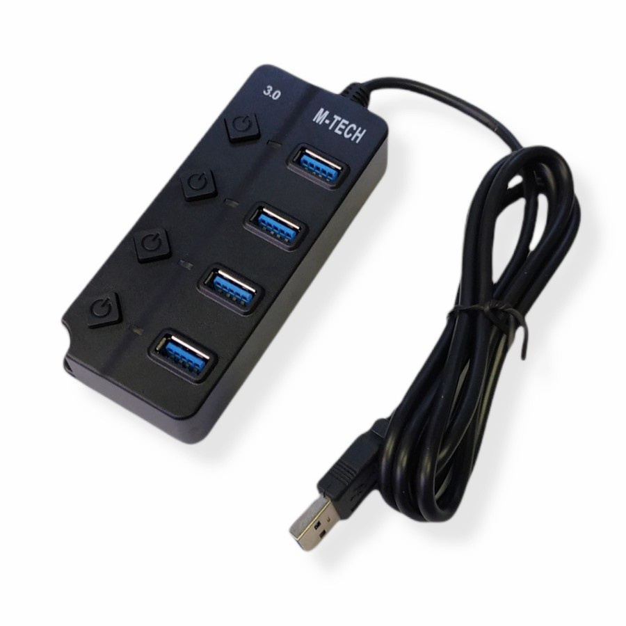 USB 3.0 HUB 4 Port Sakral ON-OFF Super Speed M-Tech MT-UH3 1.2M Cable Original