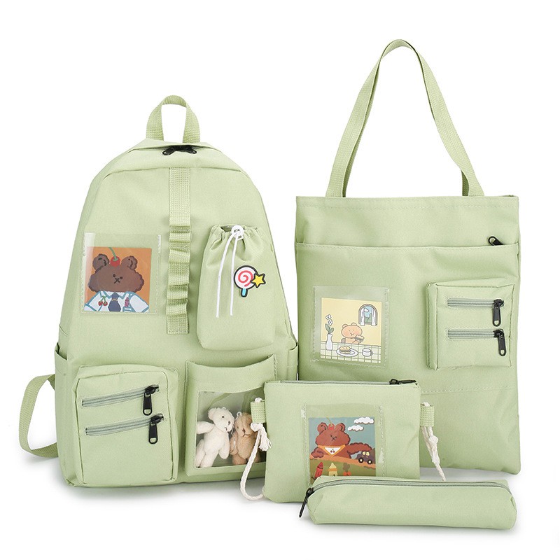 TB-75 set 4 pcs tas sekolah kampus ransel wanita import korea jepang besar backpack