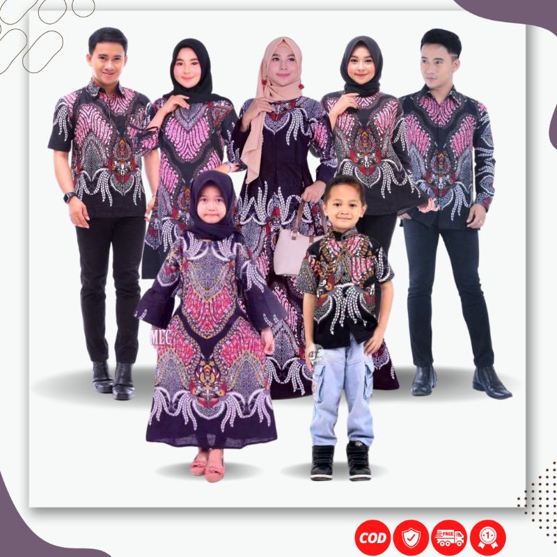 Batik couple keluarga kondangan set seragam baju kerja kemeja gamis blouse tunik hem dress anak atas