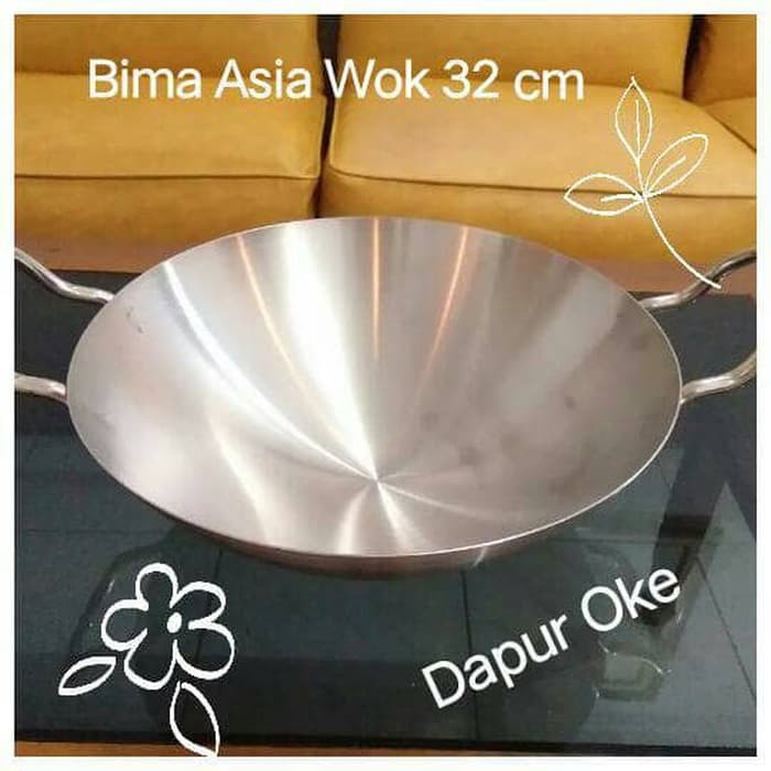 Bima Asian Wok 32 cm / Wajan Hongkong / Kuali Stainless