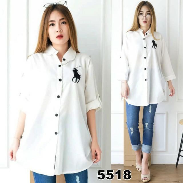 ZRS [COD] + [ GRATIS ONGKIR ] Kemeja Polonia Jumbo XXXL / Kemeja Wanita Big Size / Atasan Jumbo