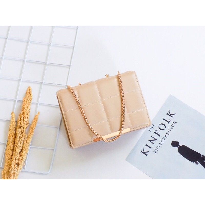 Tas Wanita- ATHAYA Bag Sling Bag Wanita Tas Selempang Wanita Tali Ulir Gold
