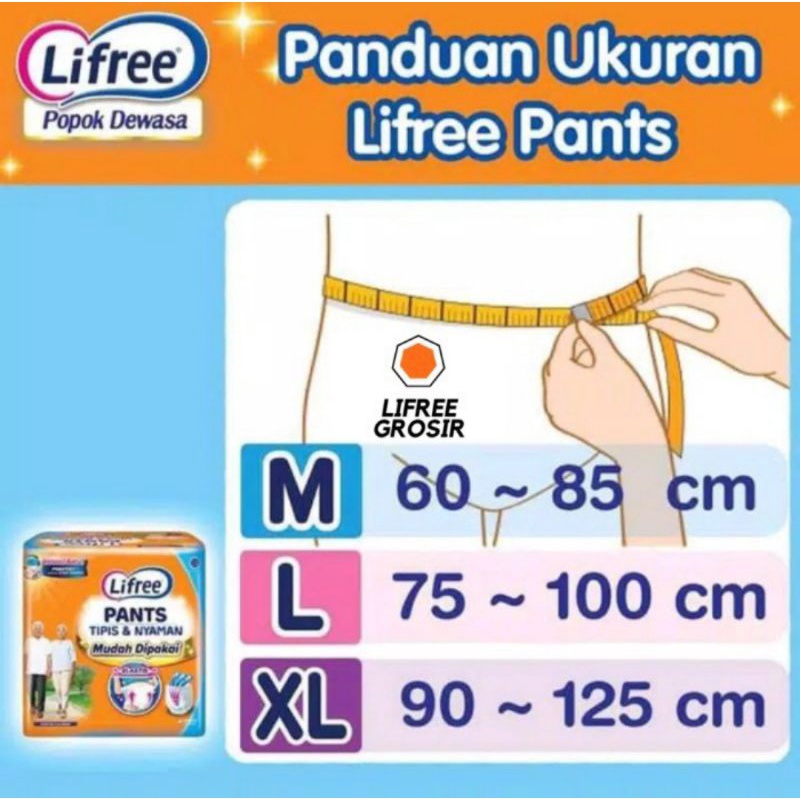 Lifree Pants Popok Dewasa Tipe Celana [ Ukuran : M | L | XL per 1 Sachet ]