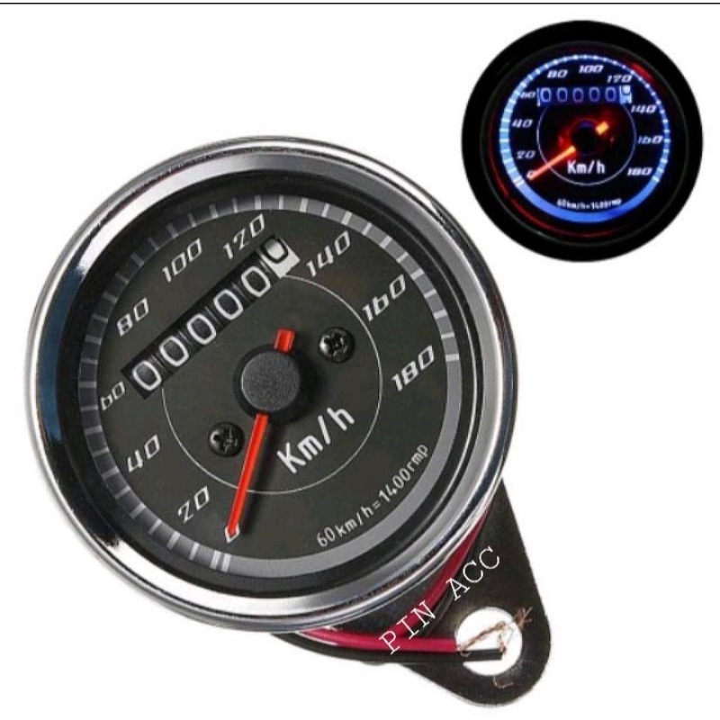 Speedometer Motor Led Indikator RPM Kilometer Analog cp crom Universal