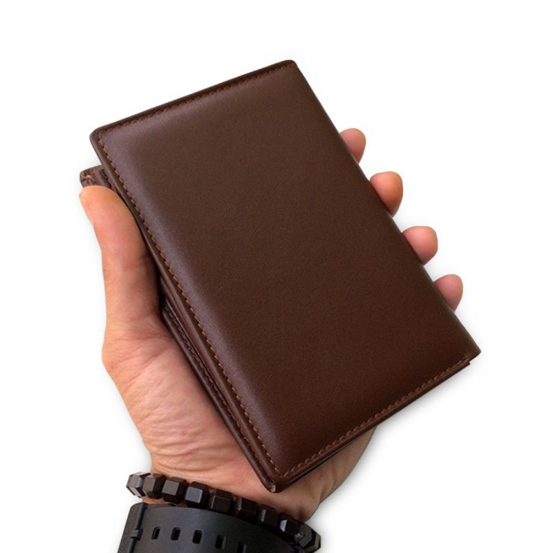 Dompet Kulit Asli Pria 3/4 3 Ruang Uang Kertas 15 Slot Kartu Dompet Cowok Lipat Kulit Asli