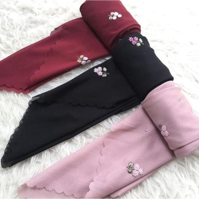 kerudung segiempat bungatta model sulam tulip