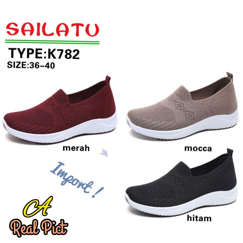 SEPATU FLAT SNEAKERS RAJUT ORI SAILATU IMPORT SOL KARET NYAMAN