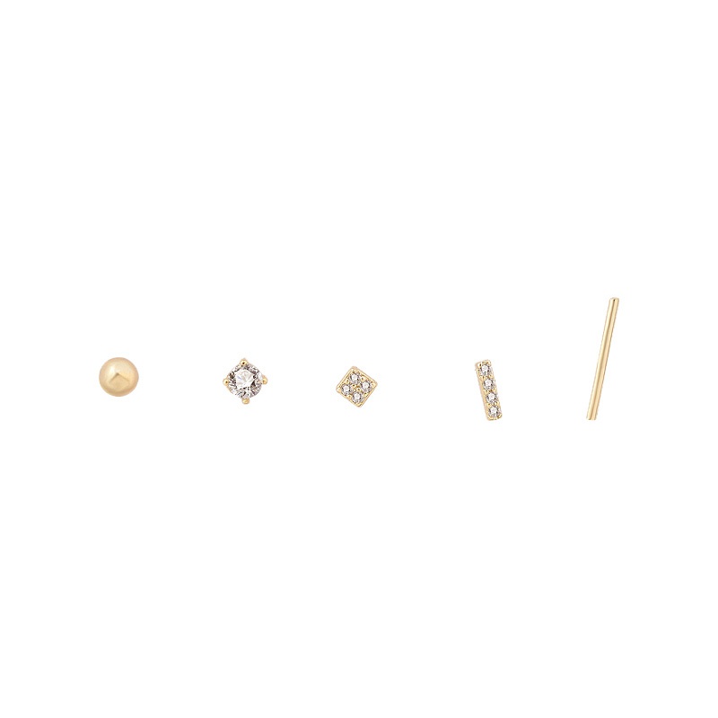 6pcs Anting Stud Bahan Sterling Silver Aksen Mutiara Metal Gaya Korea Untuk Wanita