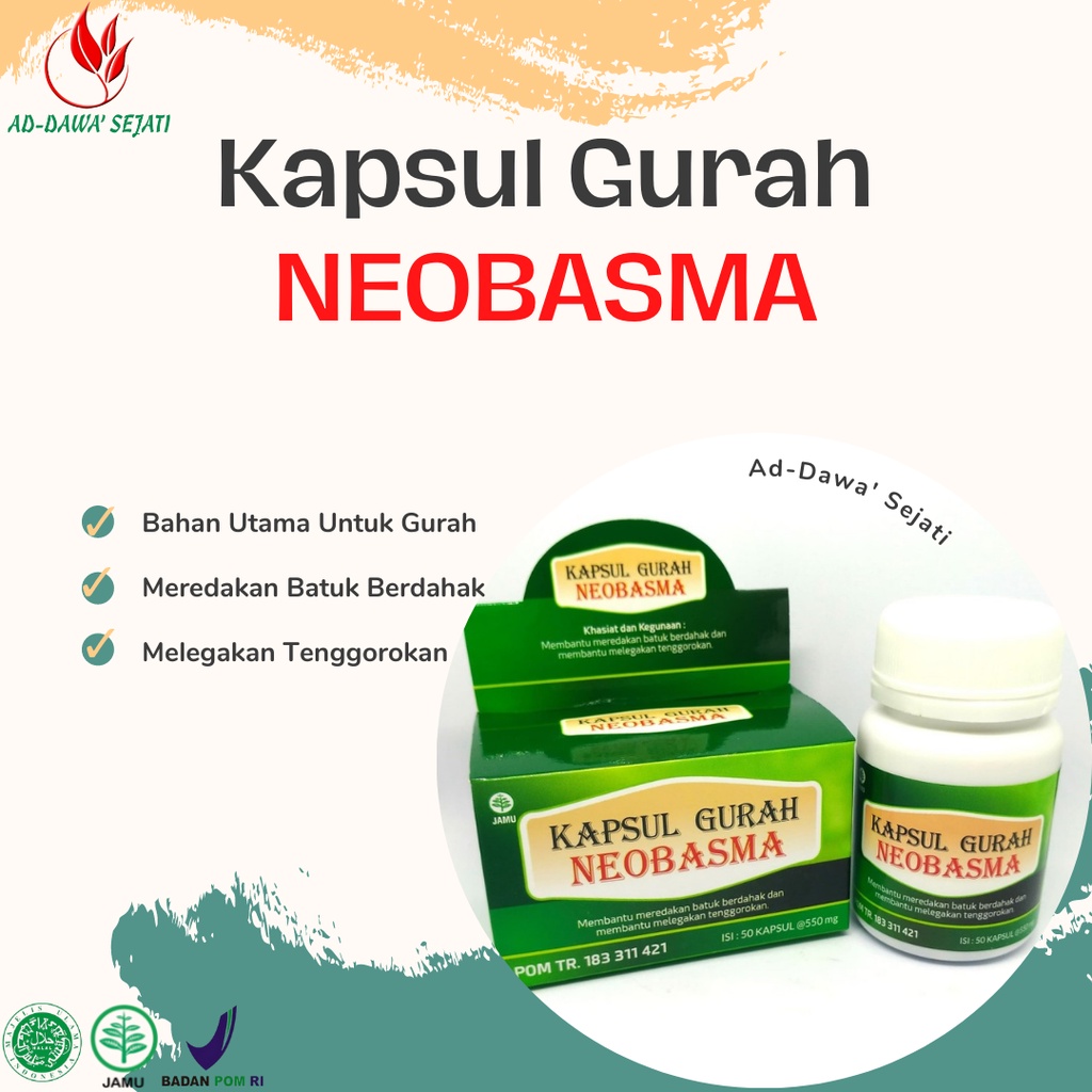 NEOBASMA | Kapsul Gurah | Obat Gurah Herbal | Obat Batuk Berdahak | Obat Herbal Melegakan tenggoroka