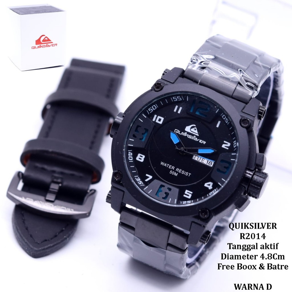 Jam Tangan Pria/Cowok QUIKSILVER R2014 Paket  tanggal aktif tali rantai