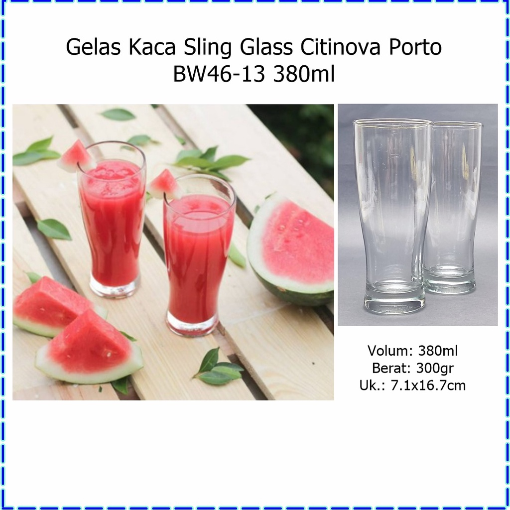 [1pcs] Gelas Kaca Sling/Gelas Jus Kaca Citinova Porto BW-46-13 380ml