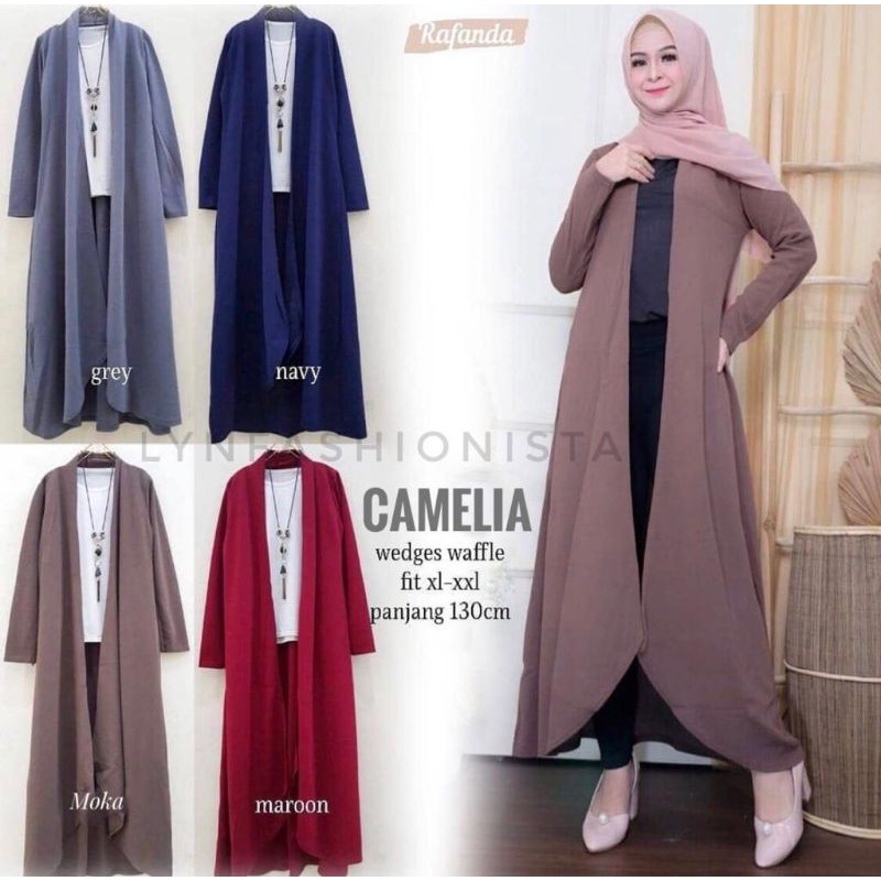 (BB MAX 65 KG)LONG OUTER PANJANG/CARDIGAN WANITA MUSLIM BASIC POLOS/CAMELIA