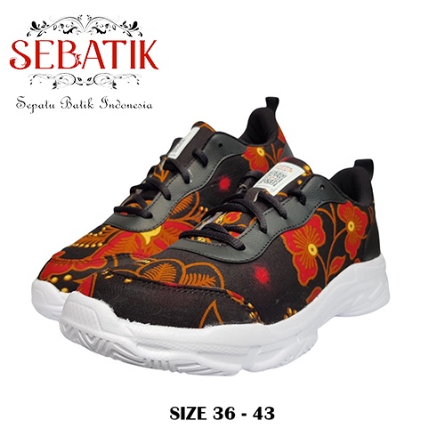 [ORIGINAL PRODUK BY SEBATIK] Sepatu Batik Indonesia SB - 01 (Hitam 2) - Sepatu Sneakers Casual  Loka