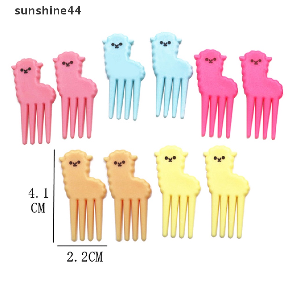 Sunshine 10pcs Tusuk Gigi Mini Bentuk Kartun Hewan Alpaca Untuk Buah / Kue