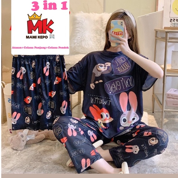 Piyama 3in1 / Baju Tidur Wanita  / Piyama Impor