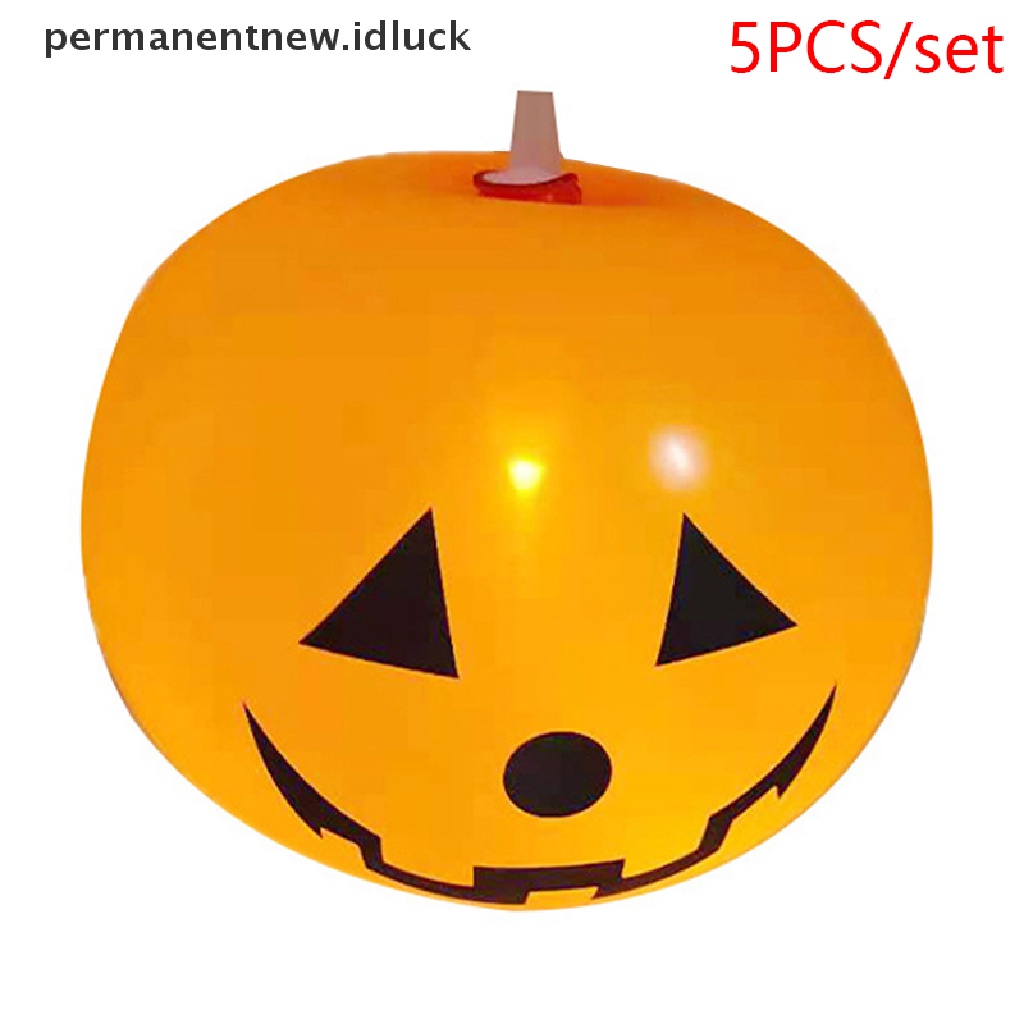 5 Pcs Balon Latex Bentuk Labu Dengan Lampu Led Untuk Dekorasi Pesta Halloween