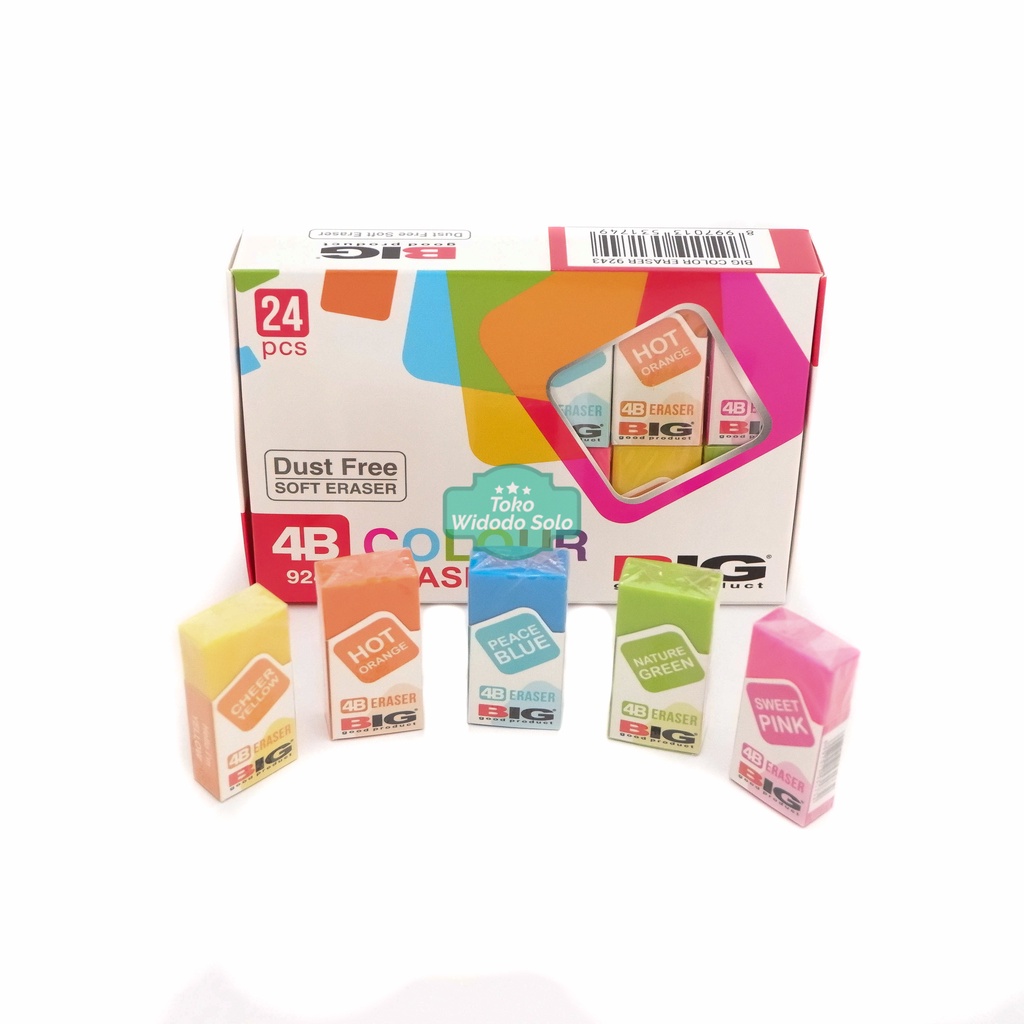 

1 BOX (ISI 24) Penghapus BIG Besar Colour Eraser Warna Setip