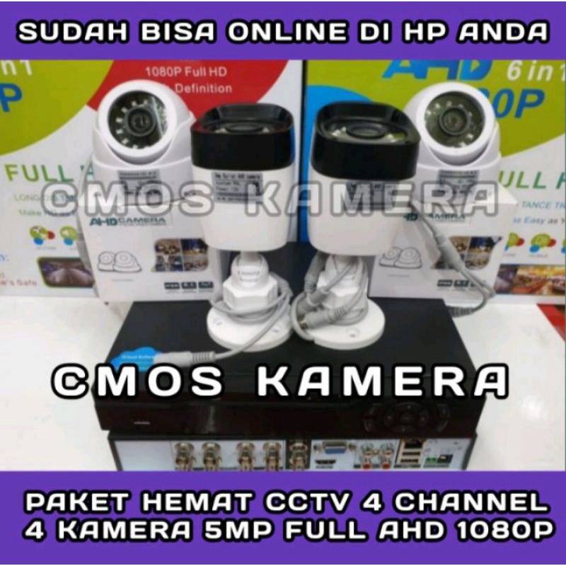 Paket CCTV 4 Channel 5 mega pixel Komplit siap pasang