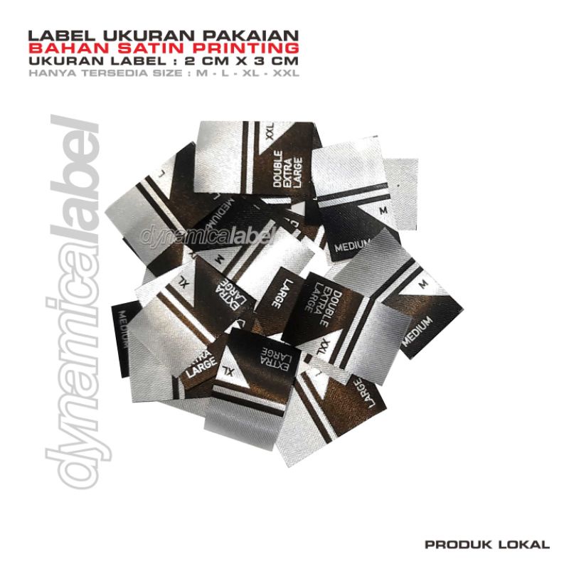 

Label Ukuran Pakaian Bahan Satin Printing