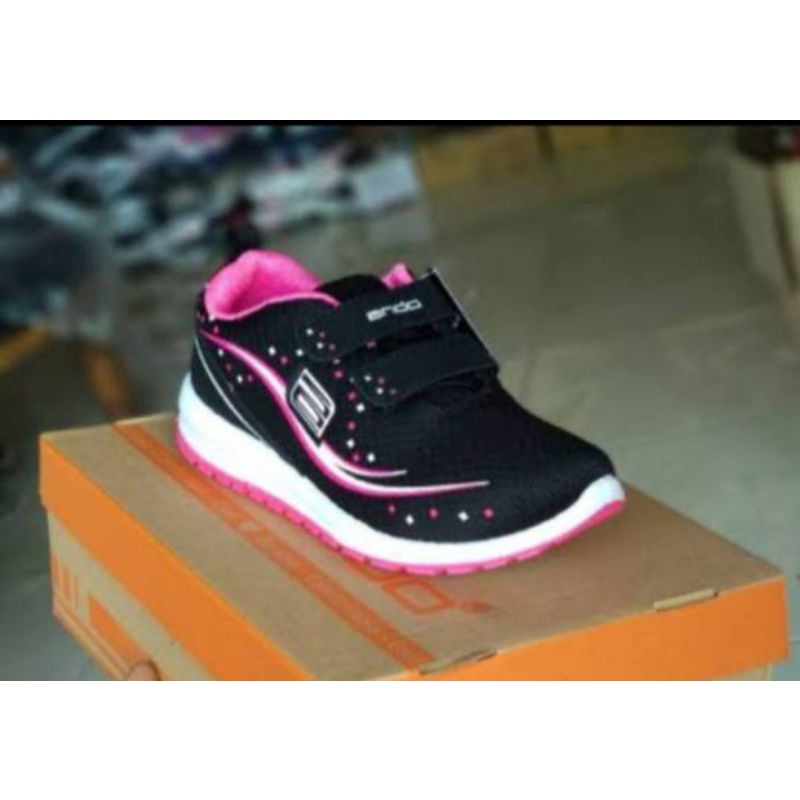 25-41 sepatu ando hitam anak perempuan sepatu ando anak sekolah hitam pink sneaker shoes Anak anak