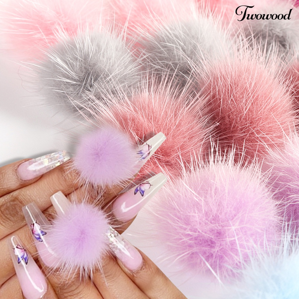 6 Pcs / Kotak Bola Pom Magnetik Mini Bahan Plush Dapat Dilepas Untuk Dekorasi Manicure Nail Art