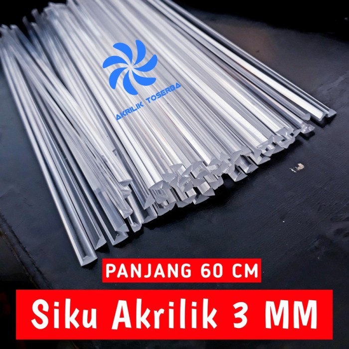 Siku Bahan Akrilik 3 MM Acrylic Siku Segitiga Panjang 60 cm x 3mm