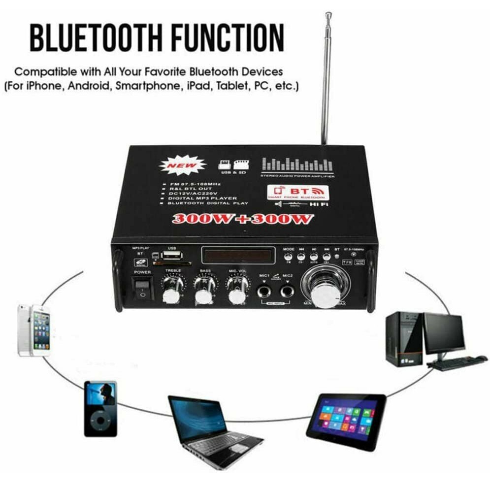 COD Power Ampli Amplifier Bluetooth 600W Karaoke Home Theater FM Radio