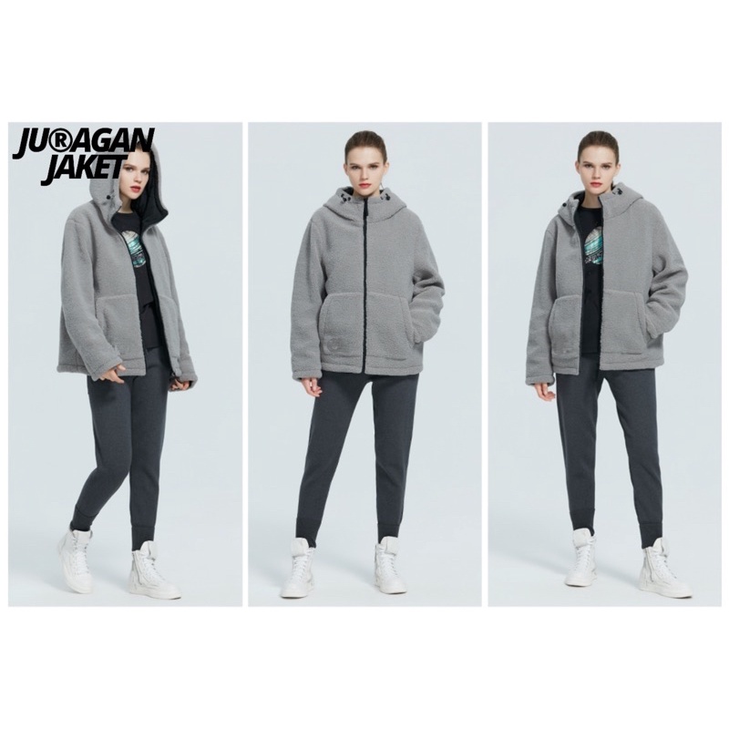 Jaket Pria Wanita Sherpa Bulu Fluffy Musim Dingin