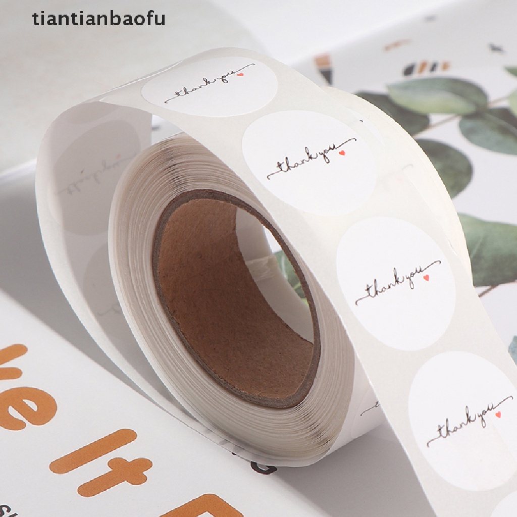 [tiantianbaofu] 500pcs/roll Round White paper label sticker thank you sticker scrapbook 1 inch Boutique