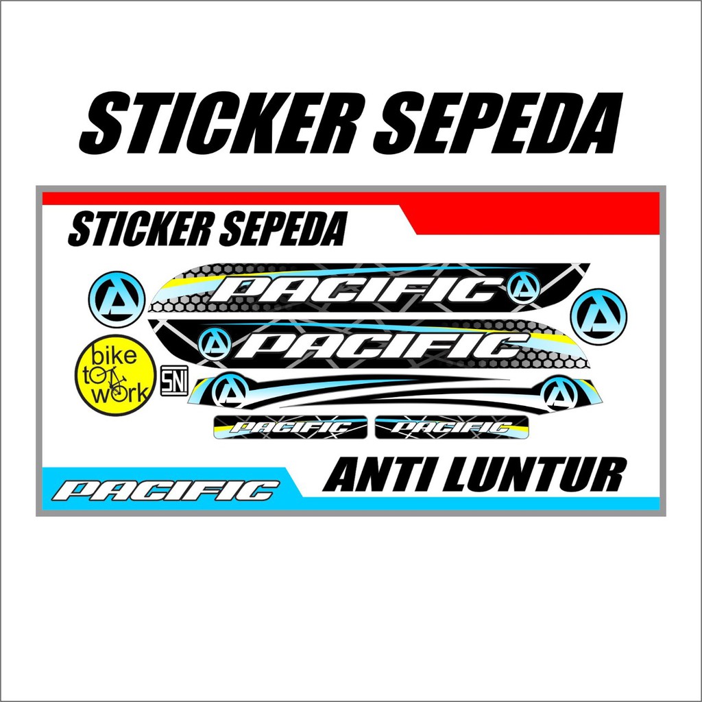 STICKER SEPEDA PACIFIC HITAM BIRU