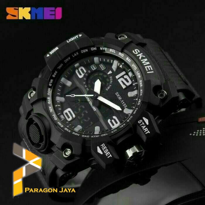 Jam Tangan Pria Watch LED Analog SKMEI 1155 Casio Suntoo Warna Hitam