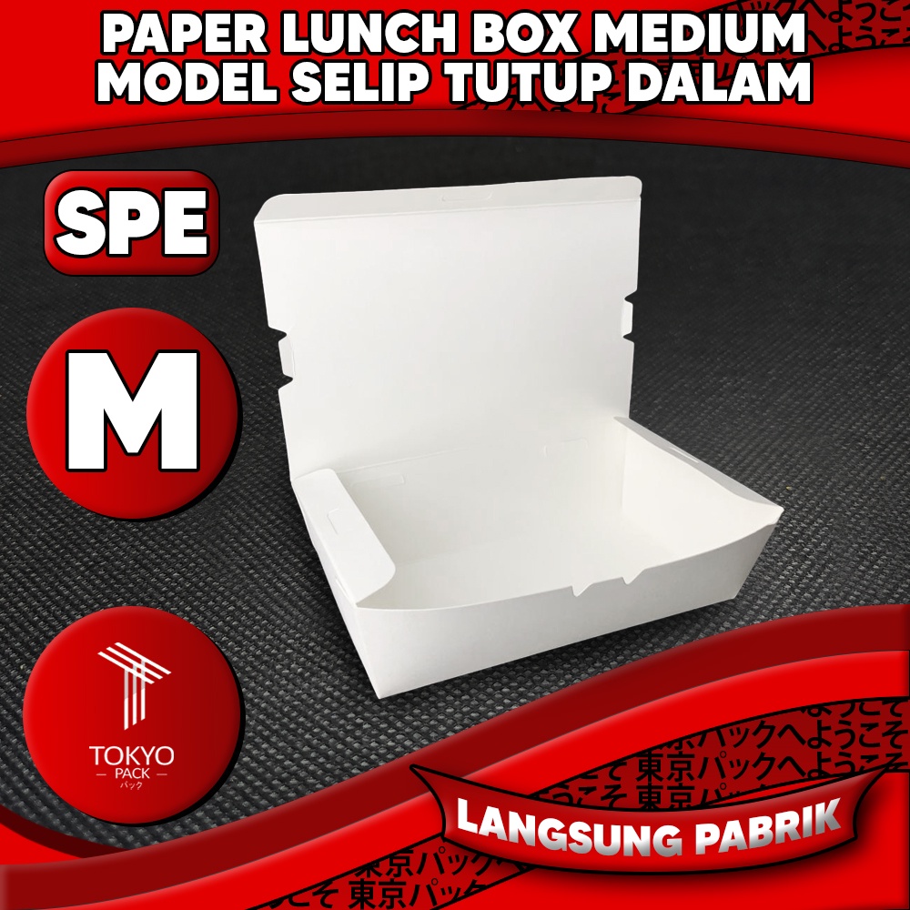 Paper Lunch Box Size M Food Grade Kemasan Makanan Kotak Putih