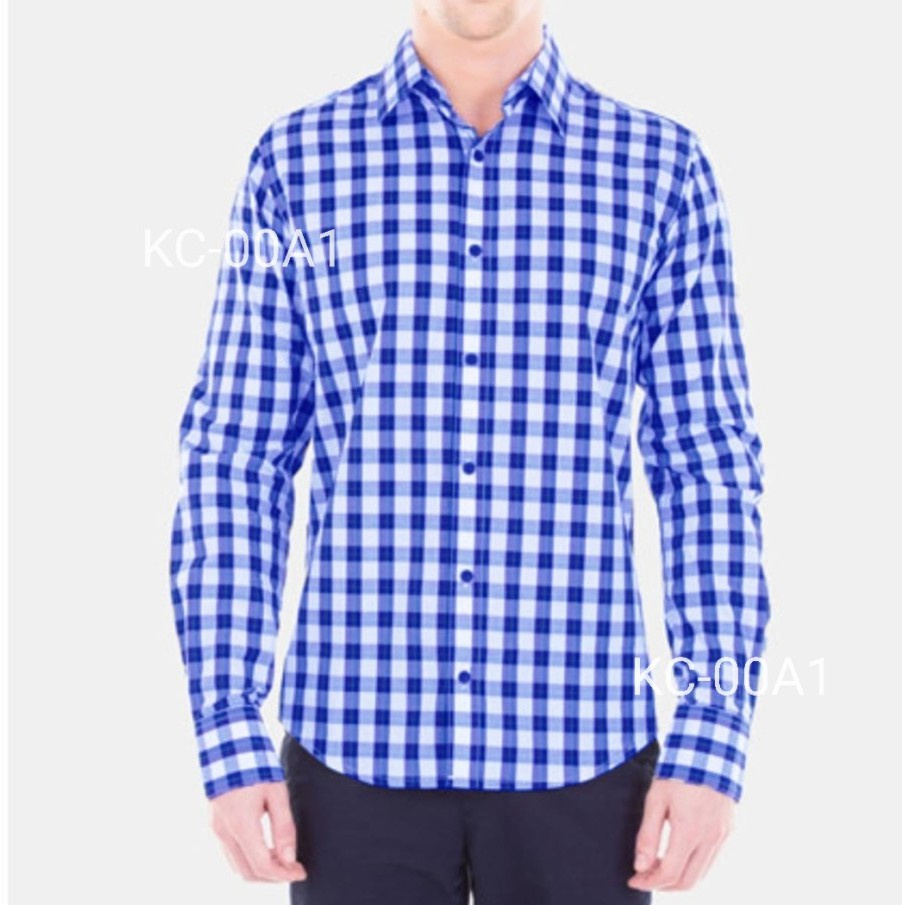 Baju Hem Kemeja Pria Cowok Distro Lengan Panjang Motif Kotak Terbaru 2021 Bahan Katun LD 110