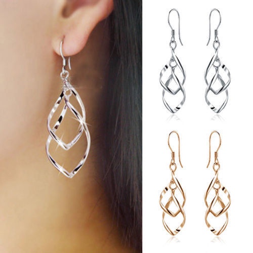 [Harga Grosir]Anting Hoop Rantai Menjuntai Liontin Prismatik Bahan Logam Gaya Elegan Untuk Aksesoris Pengantin Wanita/Hot Sale