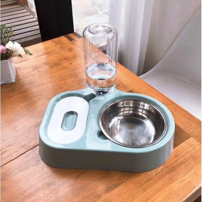 Adda Home - Auto Feeder Dispenser Makan Minum Anjing Kucing Kelinci Mangkuk Stainless 40.5x23x19.5cm