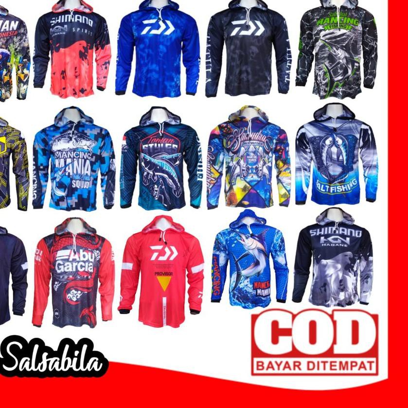 ◊ Jersey Mancing Hoodie Lengan Panjang / Kaos Mancing Tudung / Baju Mancing Mania Jersey Pakaian Pri