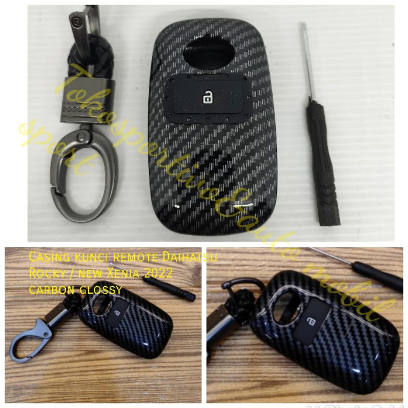 Cover casing kunci remote Daihatsu New Xenia Rocky 2022 carbon glossy