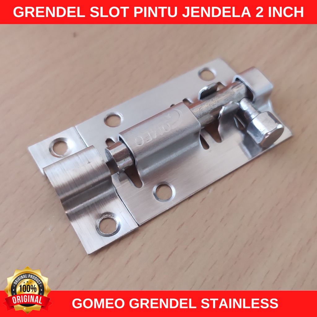 Grendel Slot Pintu Jendela Rumah 2&quot; inch Kunci Selot Grendel Stainless Plat Tebal Gomeo 2 inchi inci panjang 5cm