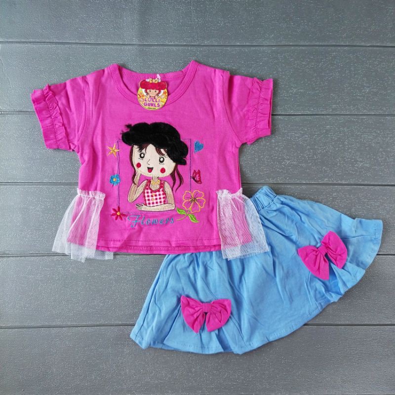 COD Setelan Shen kids usia 6-12 bulan baju anak perempuan / girl / cewek / kado murah lucu