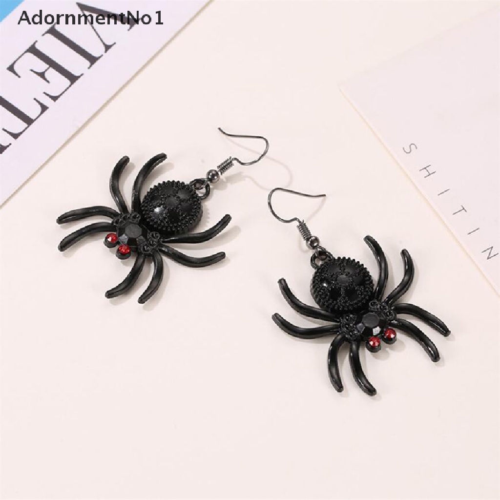 (AdornmentNo1) Anting Tusuk Gantung Desain Laba-Laba Hias Kristal Gaya Gothic / Hip Hop Untuk Halloween