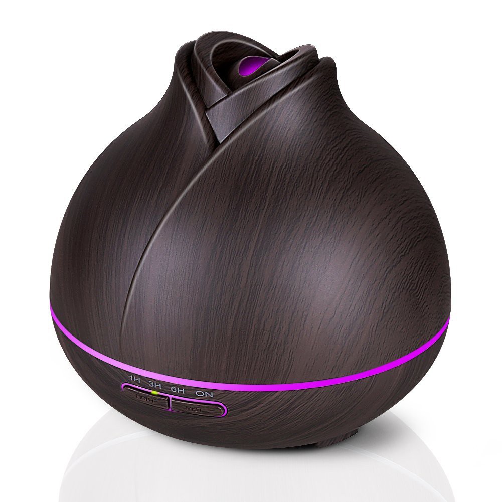 H18 - Wooden Humidifier Aroma Diffuser 7 Color LED Light 400ml