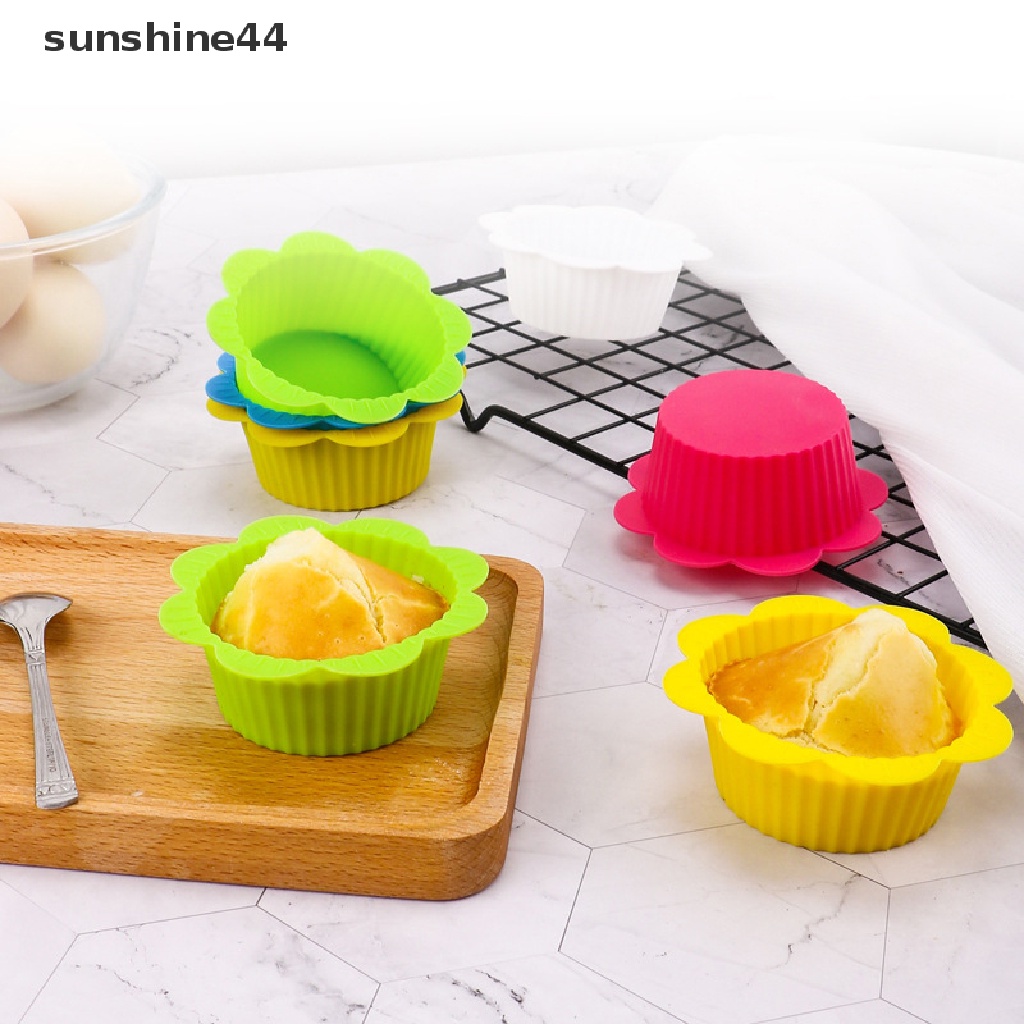 Sunshine 1Pc Cetakan Kue Muffin / Cupcake Bentuk Bunga Matahari Bahan Silikon