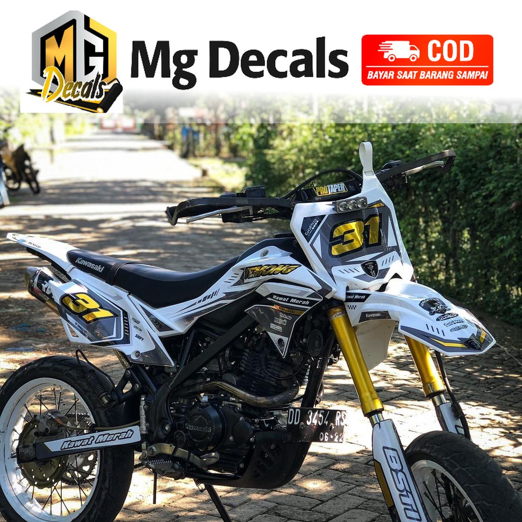 DECAL KLX DTRACKER PUTIH KOMBINASI GOLD