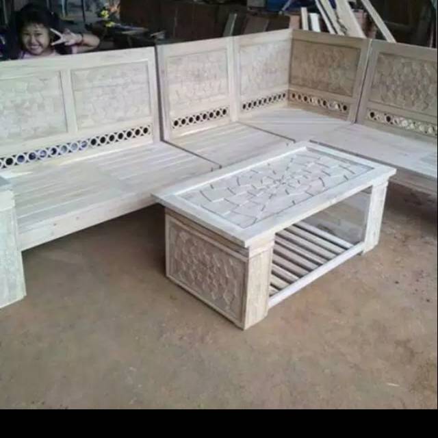 Kursi tamu minimalis jati mentah