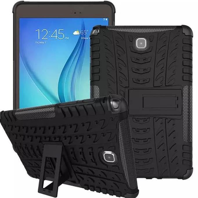 NEW CASE RUGGED SAMSUNG TAB A 8 INCH SOFT+HARD STAND ARMOR COVER T350 T335 - HITAM MILENIA