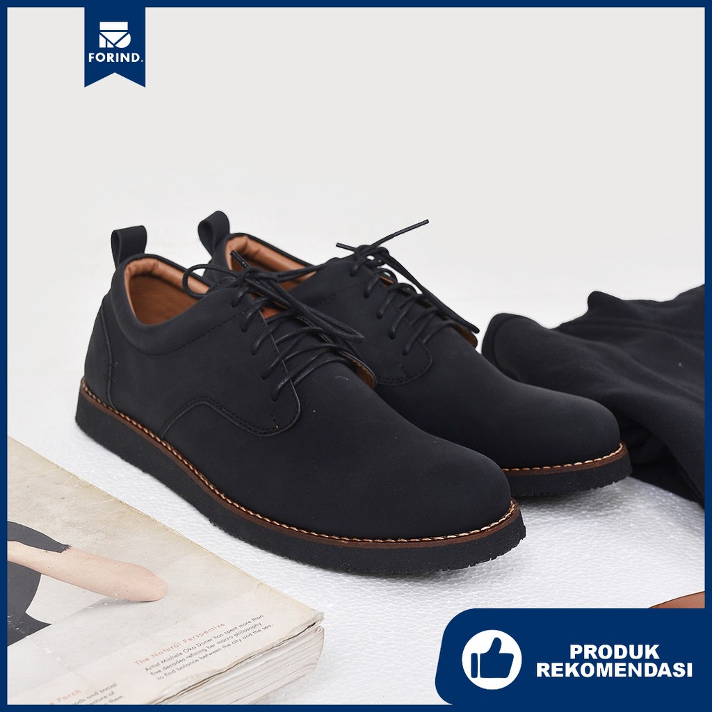 Sepatu Pantofel Hitam Pria Tali Vintage Derby Klasik Cowok Men Original |Alaska Black| FORIND x FSTP