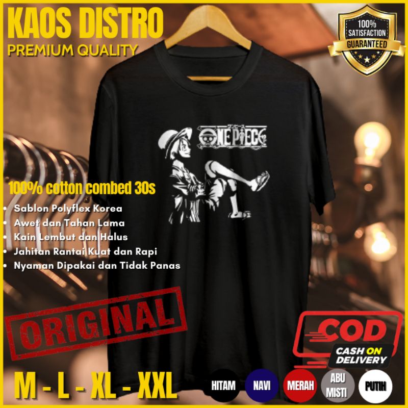 KAOS ANIME ONE PIECE KAOS DISTRO ANIME BAJU ANIME BAJU DISTRO PRIA KAOS PRIA DISTRO LUFFY DUDUK